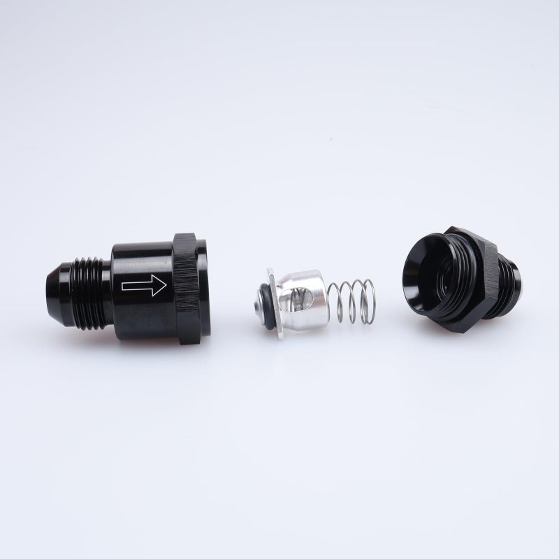 AC PERFORMANCE Aluminium -8 AN to AN8 Flare Inline Check Valve with Spring Design Inside Parts, Non Return One Way Check Valve Male Hose Fitting, Full Length 62.6MM, Black - Image 2